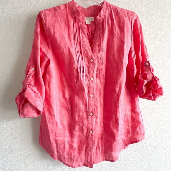 Charter Club Tops - Charter Club Linen Luxury Pink Salmon Small Top Blouse